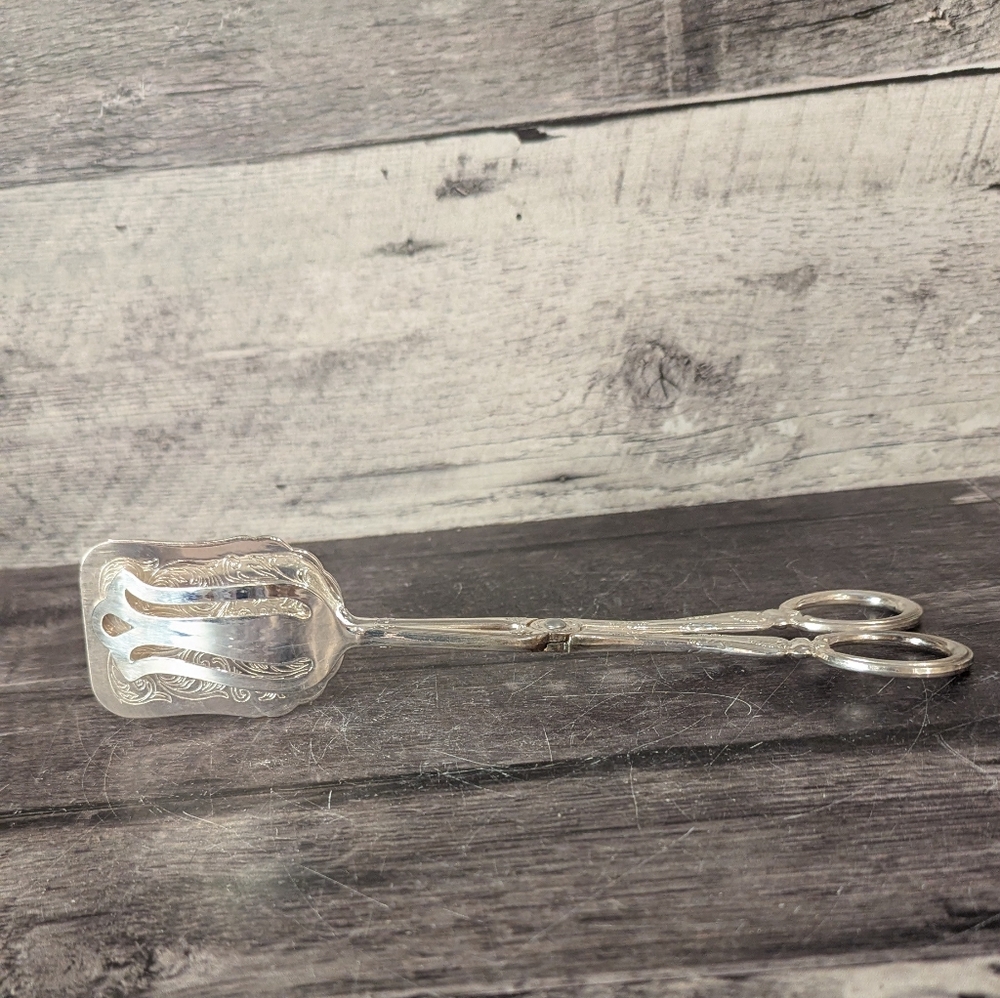 Elegant Silver Plated Serving Tongs Made In Italy